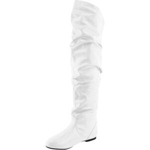 Women's White Pu Polyurethane (PU) Knee High Pointed Toe Low Heel Western Boots